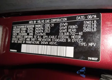 2015 Volvo Xc60 T5 Premier from USA, damaged, VIN YV440MDK1F2658358